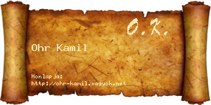 Ohr Kamil névjegykártya